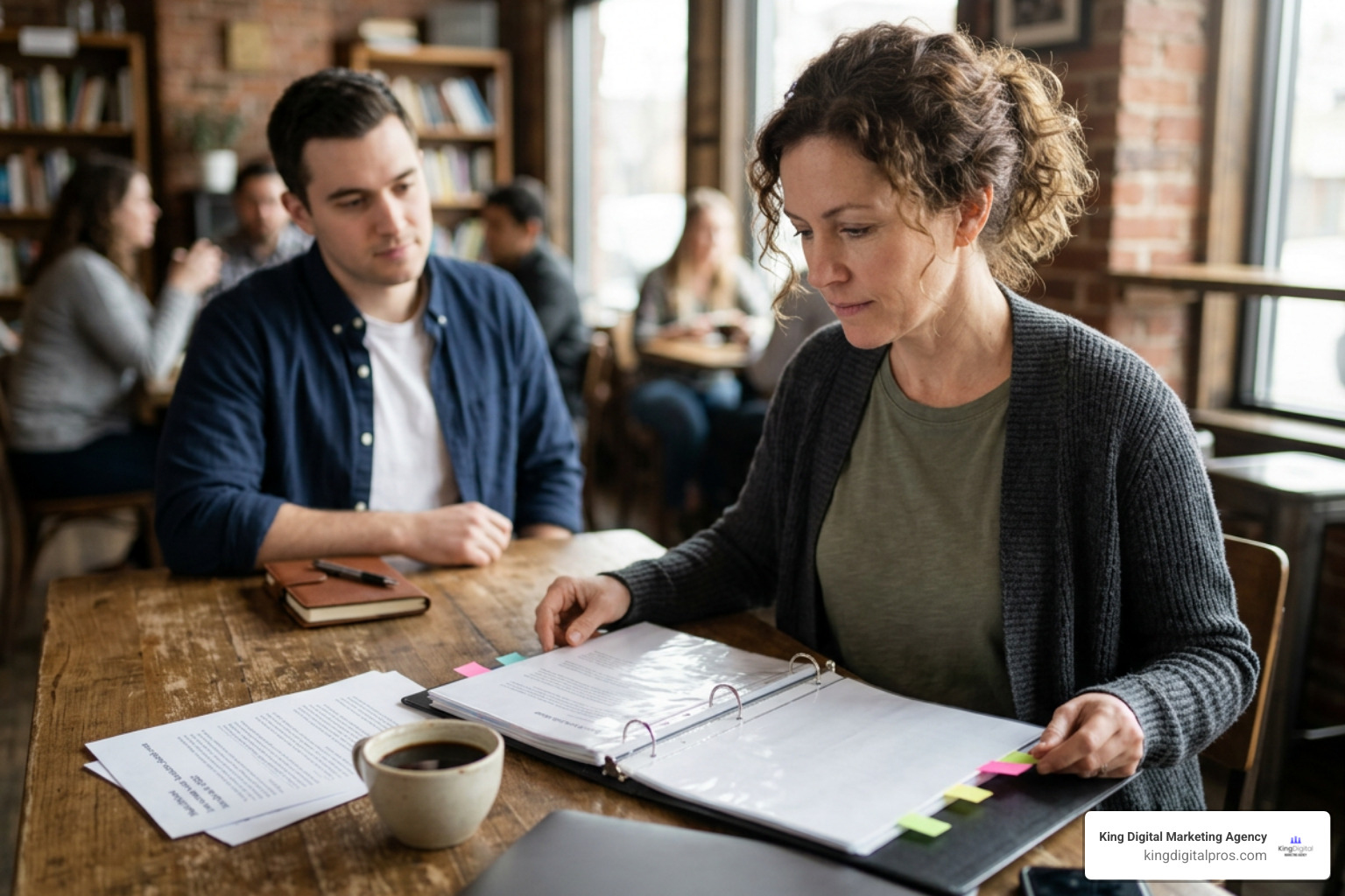 Small Business Owner Reviewing Copywriter Portfolios