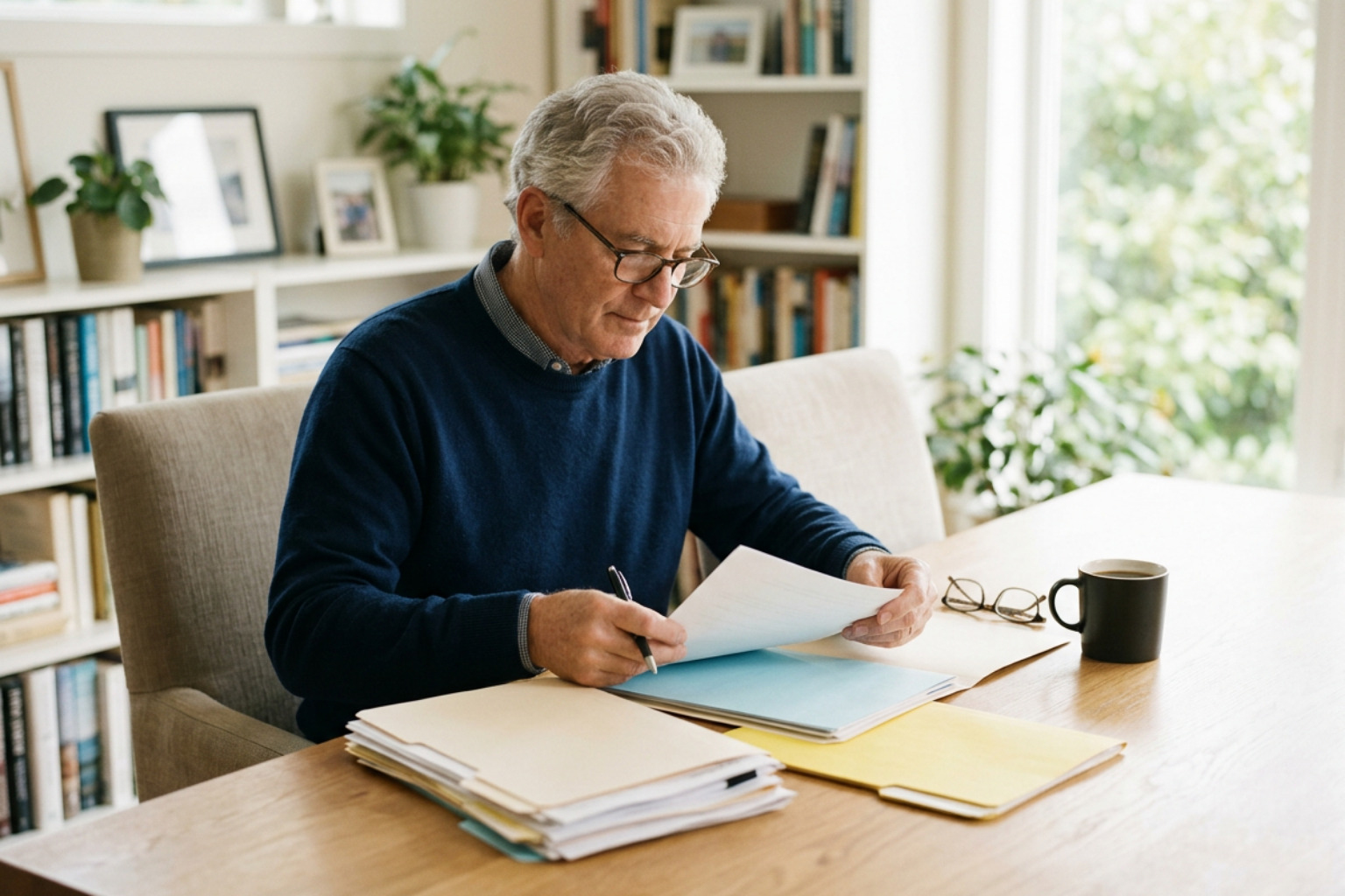 older adult organizing financial and housing paperwork at a clean table older adult organizing financial and housing paperwork at a clean table