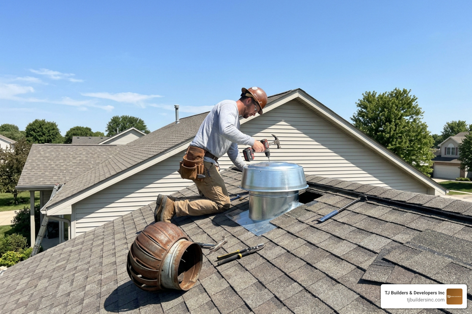 24 roof vent turbine retrofit installation