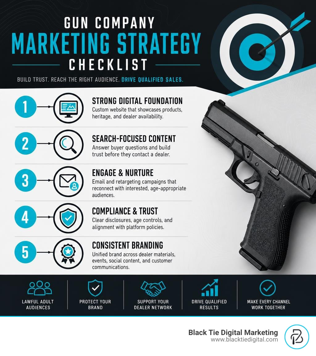gun company marketing strategy checklist infographic