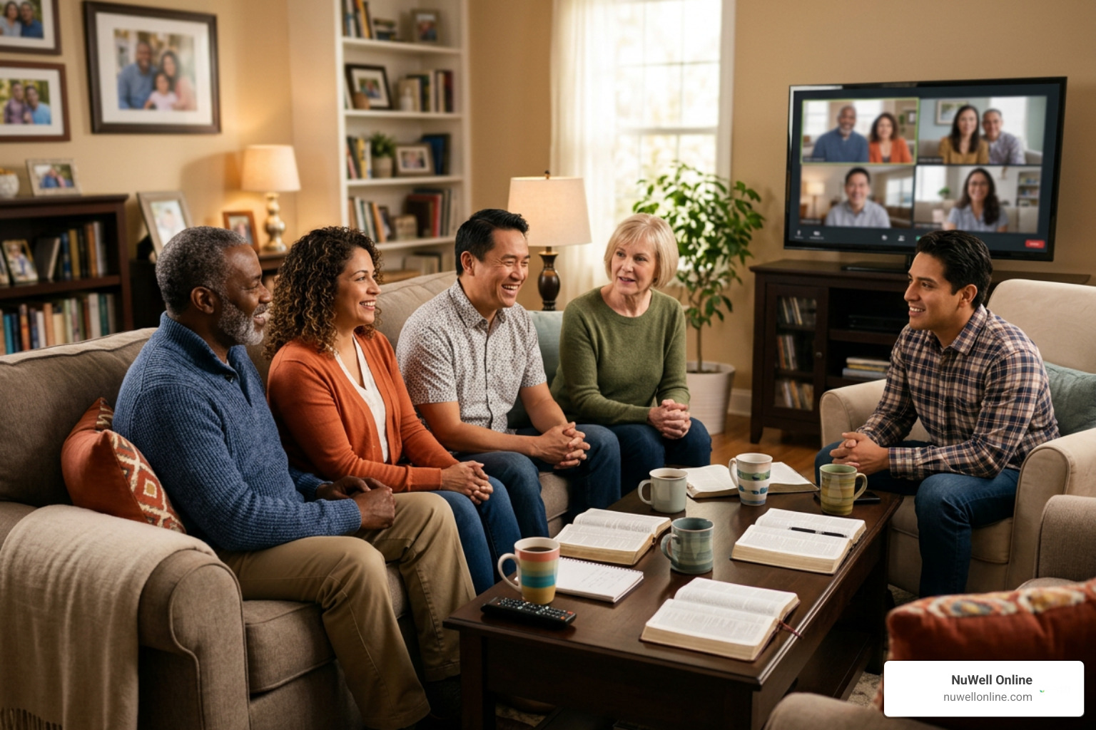 Believers connecting via virtual small group video stream