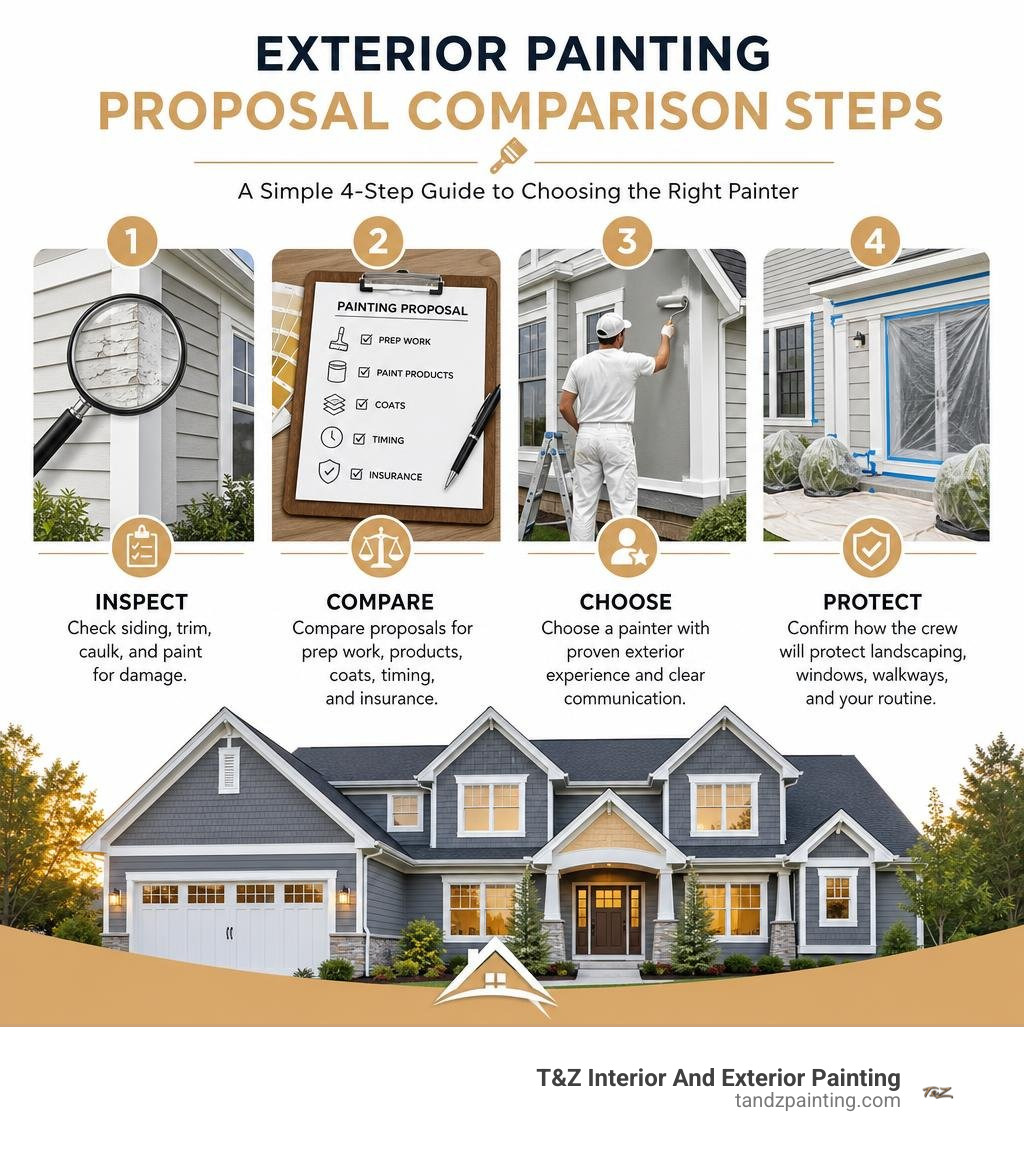 Exterior painting proposal comparison steps infographic Exterior painting proposal comparison steps infographic