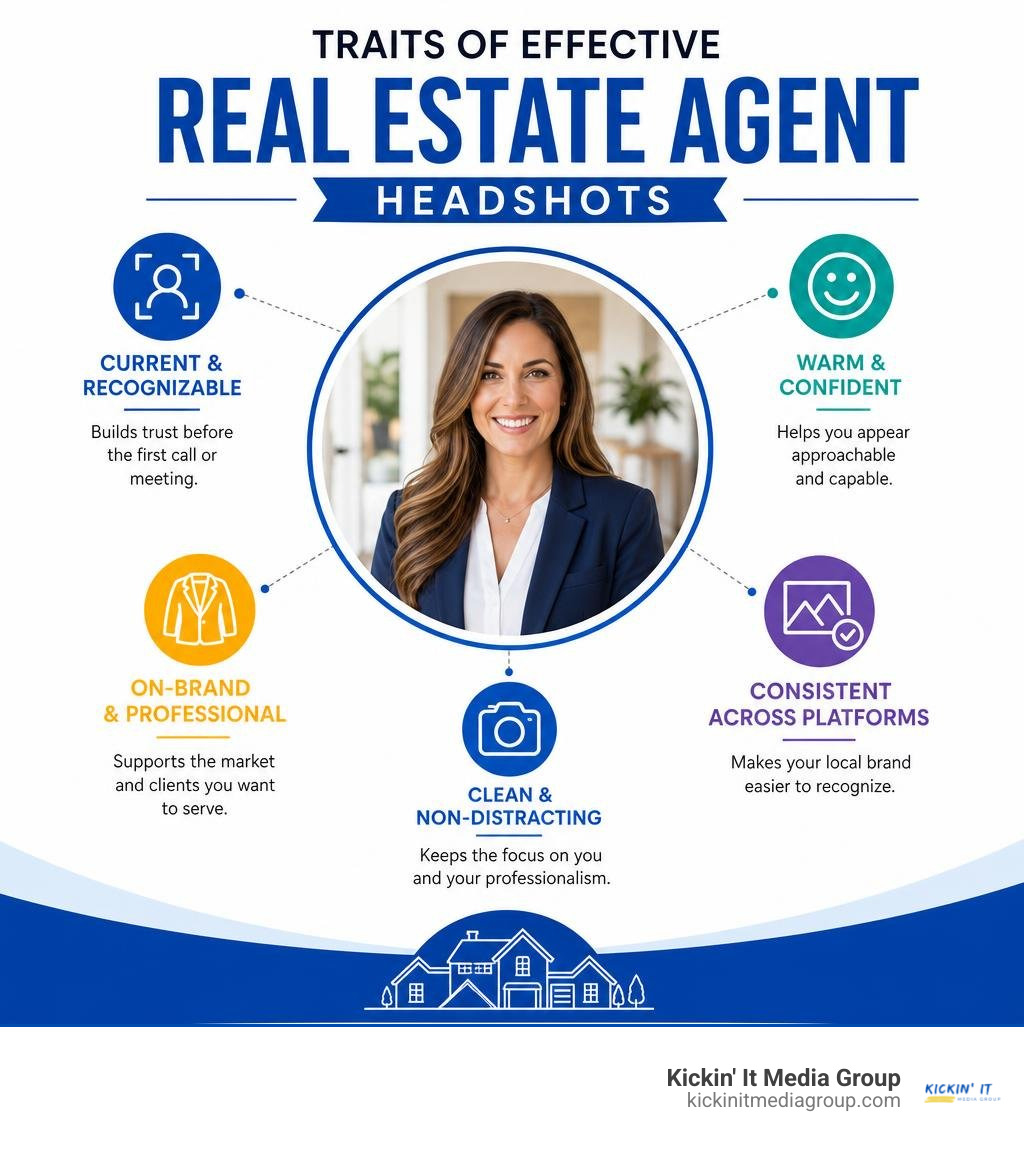 Infographic showing traits of effective real estate agent headshots infographic
