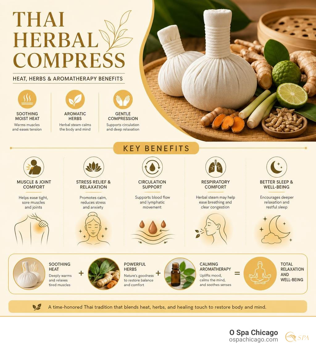 Thai herbal compress heat herbs and aromatherapy benefits infographic Thai herbal compress heat herbs and aromatherapy benefits infographic
