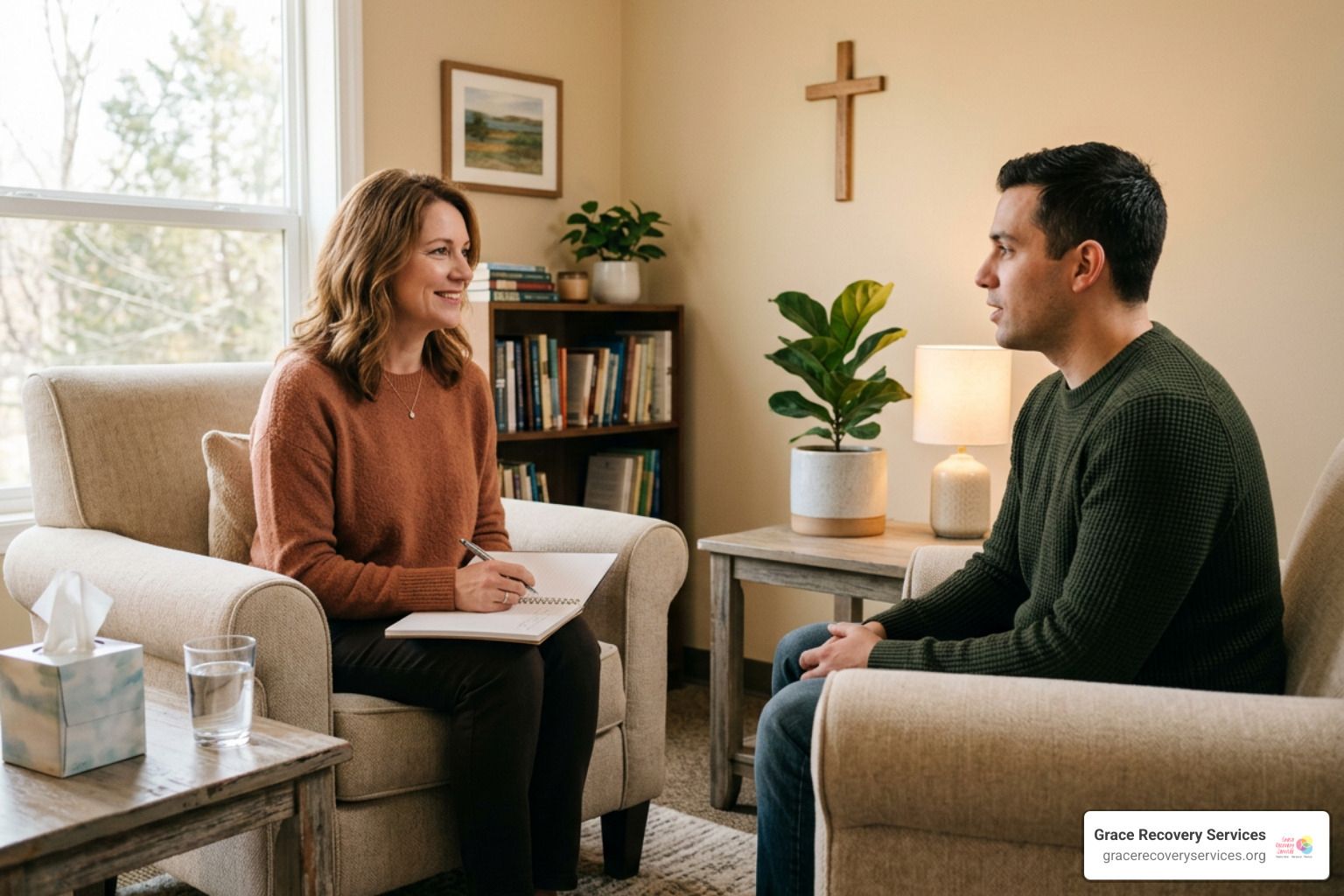 therapist offering compassionate Christian counseling in outpatient setting therapist offering compassionate Christian counseling in outpatient setting