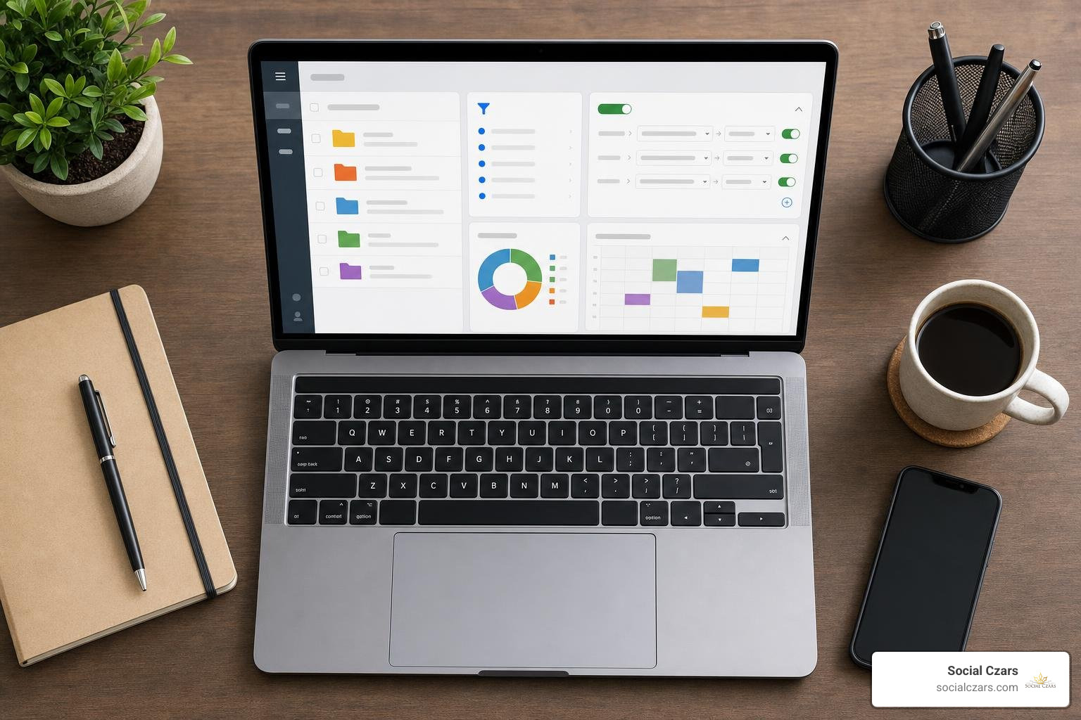 Automated email sorting workflow dashboard showing rules and schedules