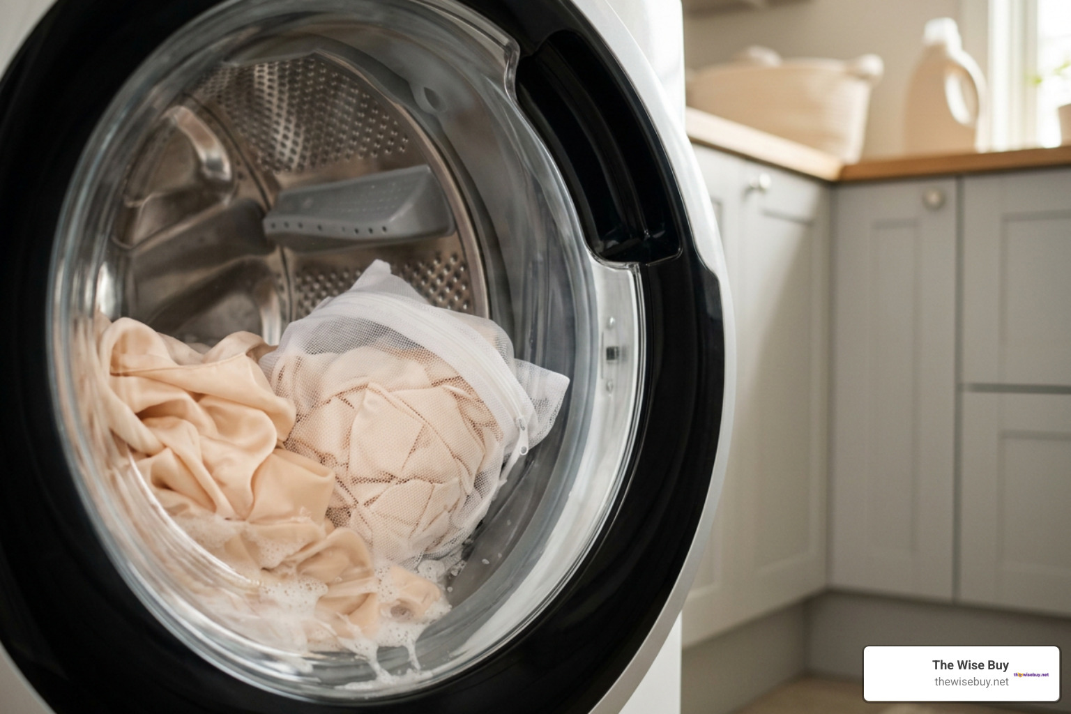 Washing delicate silk sheets in a washing machine using a mesh bag