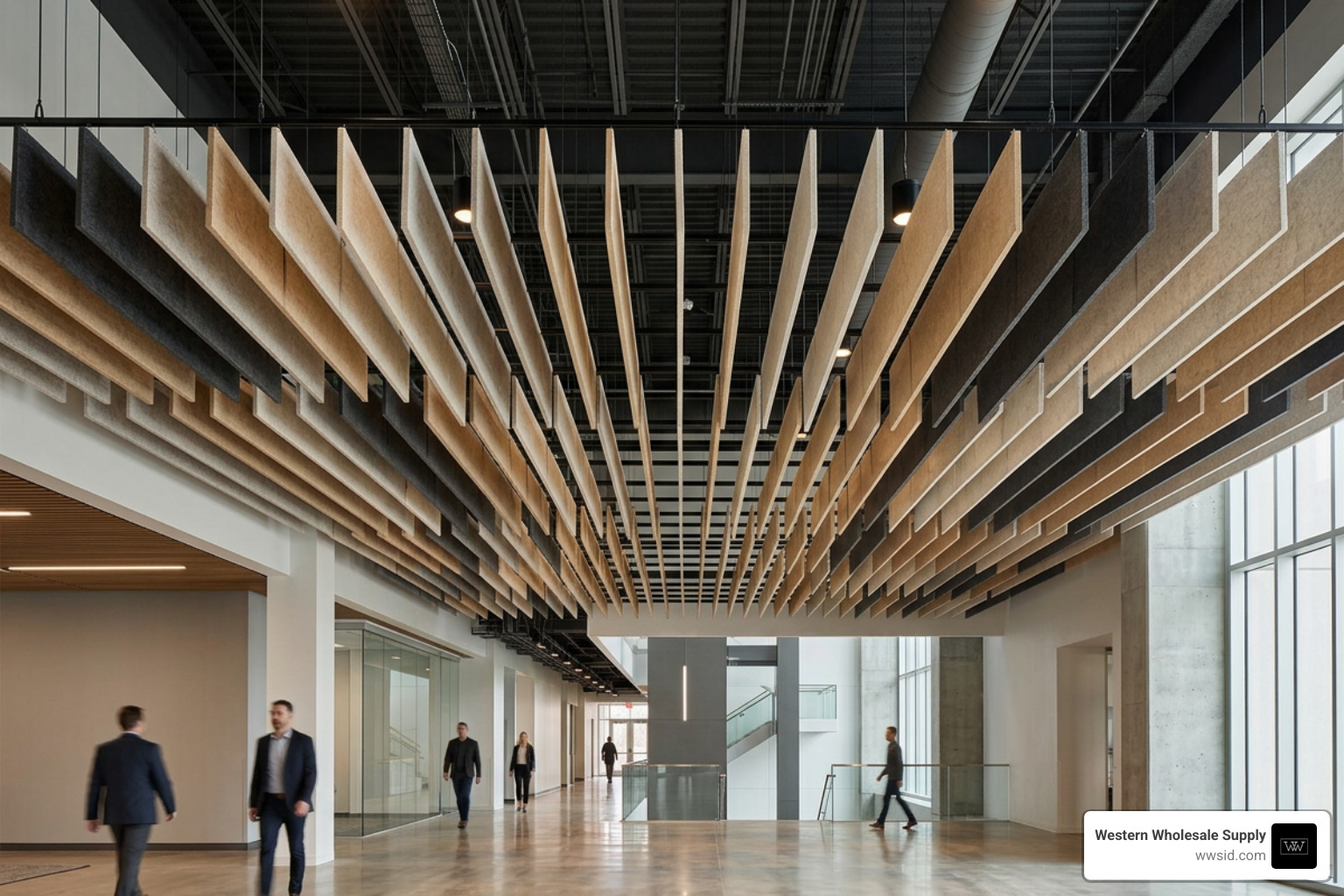 geometric linear felt baffles in high ceiling geometric linear felt baffles in high ceiling