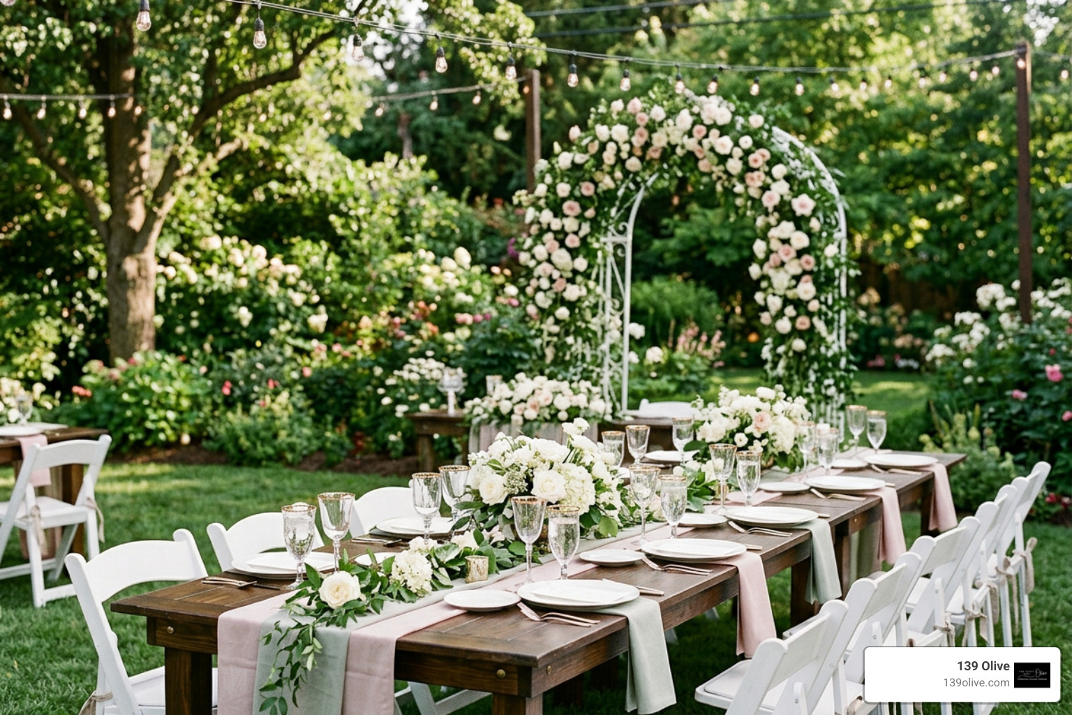 luxury garden bridal shower venue aesthetic