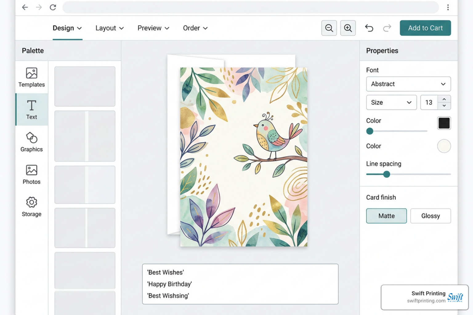 online card editor interface online card editor interface