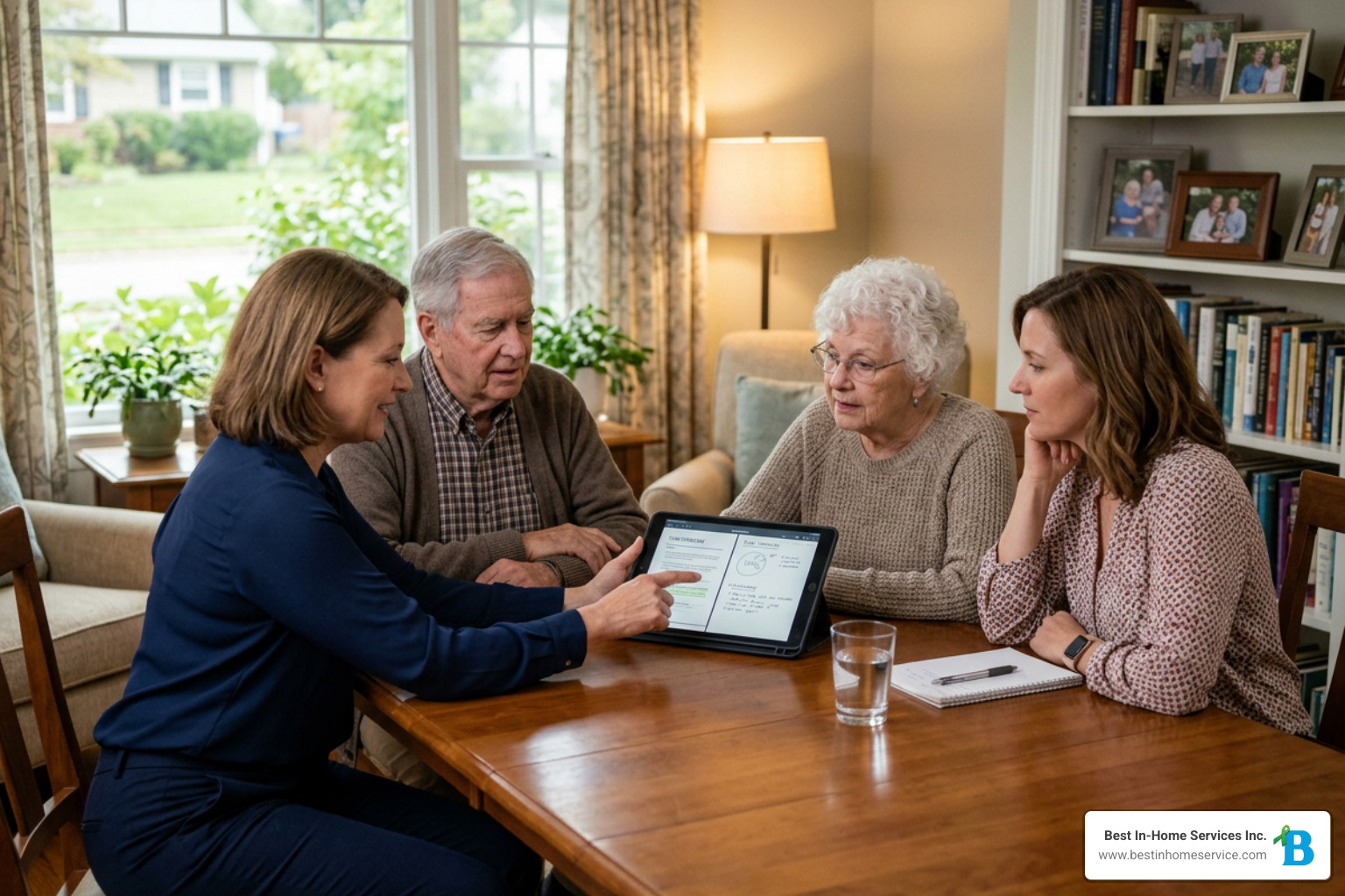 senior family meeting with care coordinator