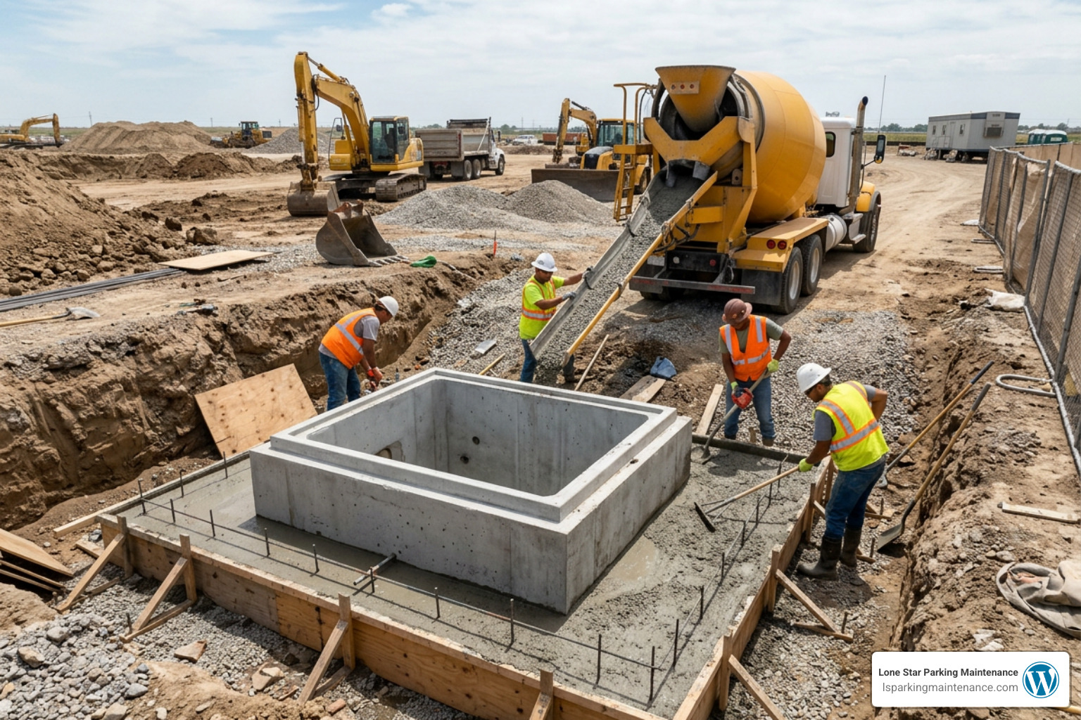 concrete encasement installation around a commercial stormwater catch basin concrete encasement installation around a commercial stormwater catch basin