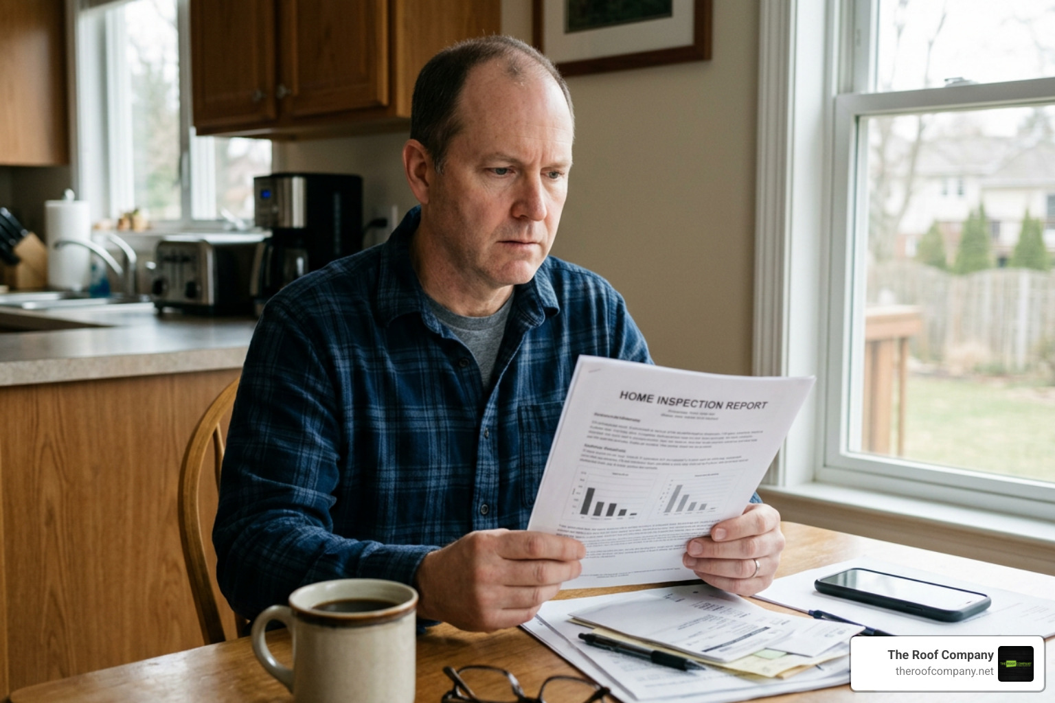 homeowner reviewing official roof inspection report homeowner reviewing official roof inspection report