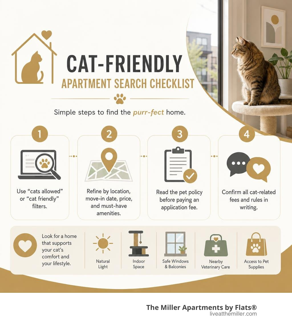 Cat-friendly apartment search checklist infographic Cat-friendly apartment search checklist infographic