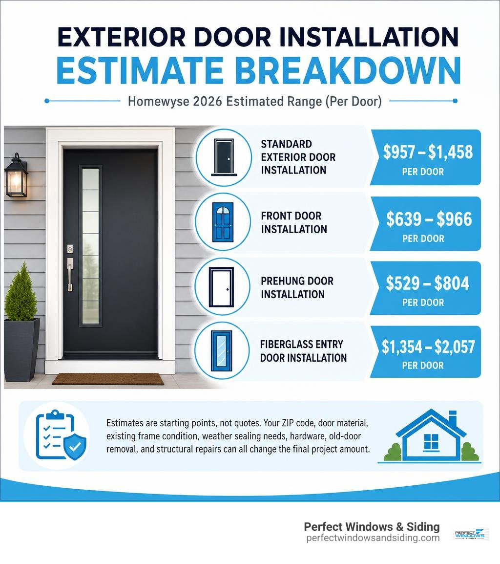 exterior door installation estimate breakdown infographic