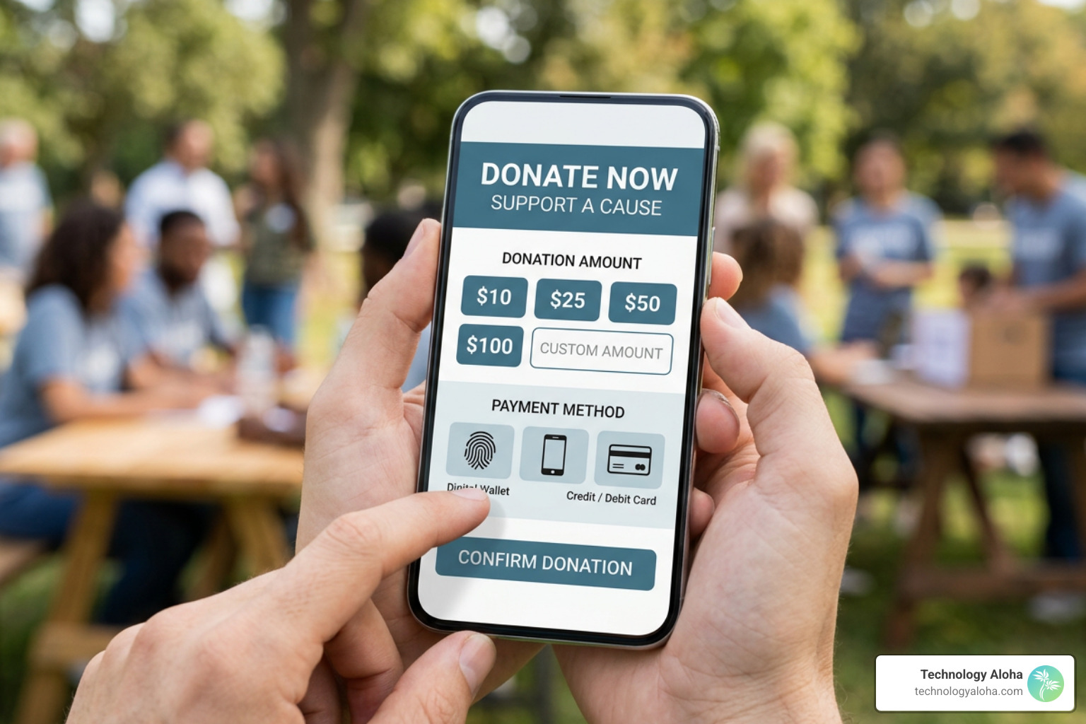 Mobile donation interface optimized for touch screen giving with digital wallets