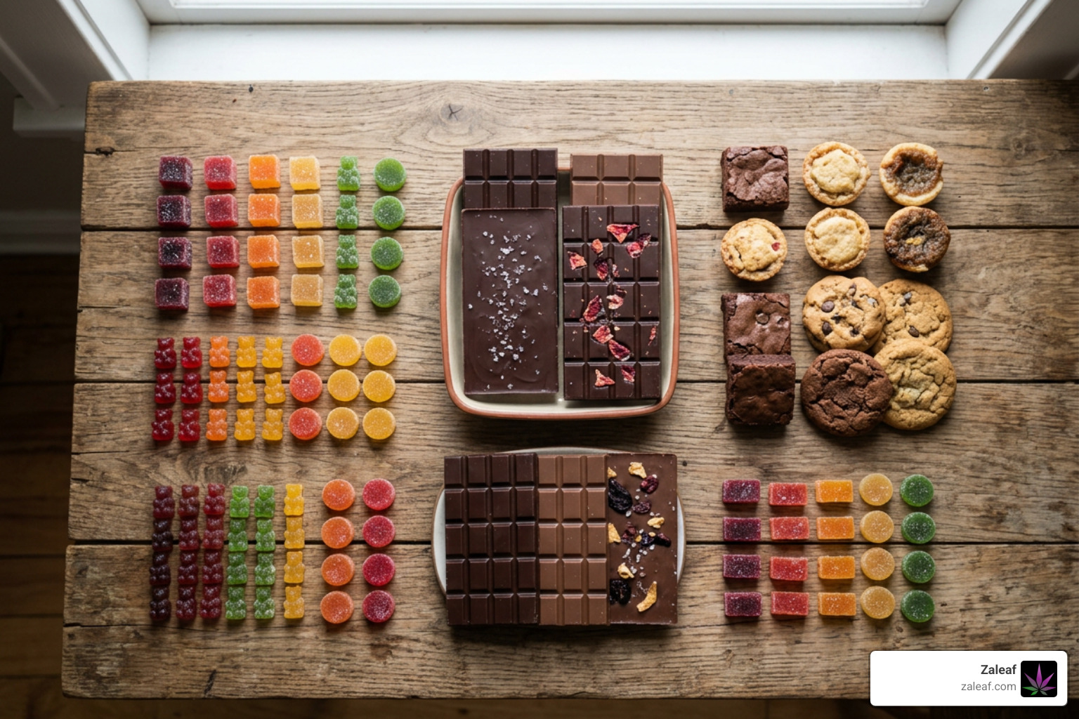 Assortment of high-quality THC edibles from Zaleaf Assortment of high-quality THC edibles from Zaleaf