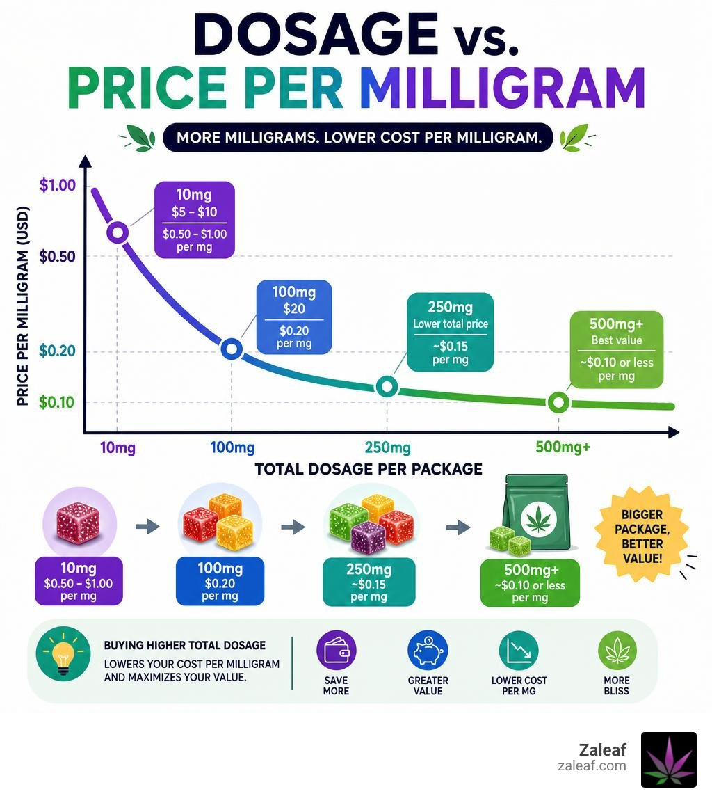 Dosage vs price per milligram curve infographic Dosage vs price per milligram curve infographic