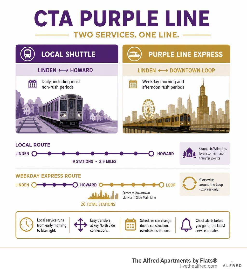 CTA Purple Line local shuttle and weekday express service infographic infographic CTA Purple Line local shuttle and weekday express service infographic infographic