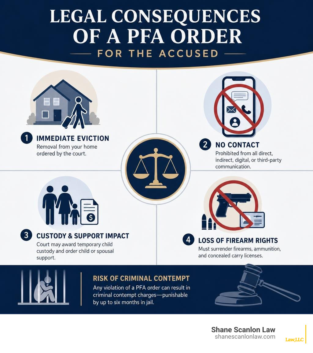 Infographic: legal consequences of a PFA order for the accused infographic Infographic: legal consequences of a PFA order for the accused infographic
