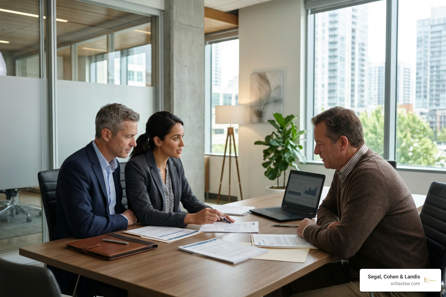 Tax legal advisors consulting with a client