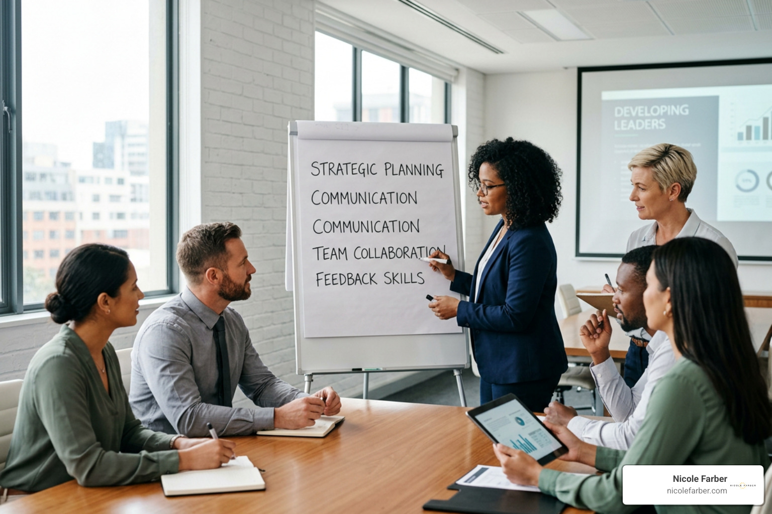 HR manager analyzing leadership training metrics dashboard HR manager analyzing leadership training metrics dashboard