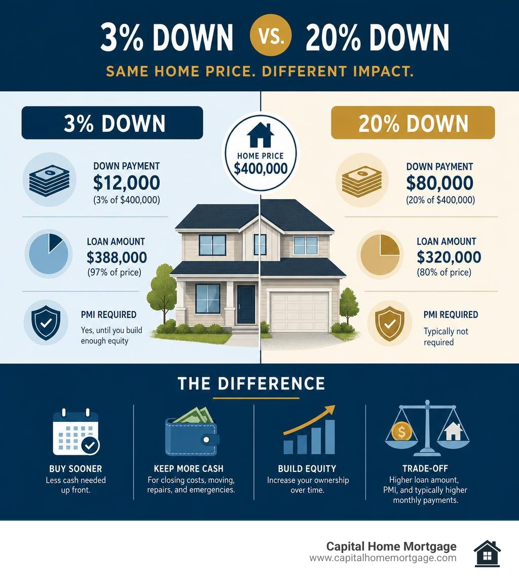 3 percent versus 20 percent down payment comparison infographic 3 percent versus 20 percent down payment comparison infographic