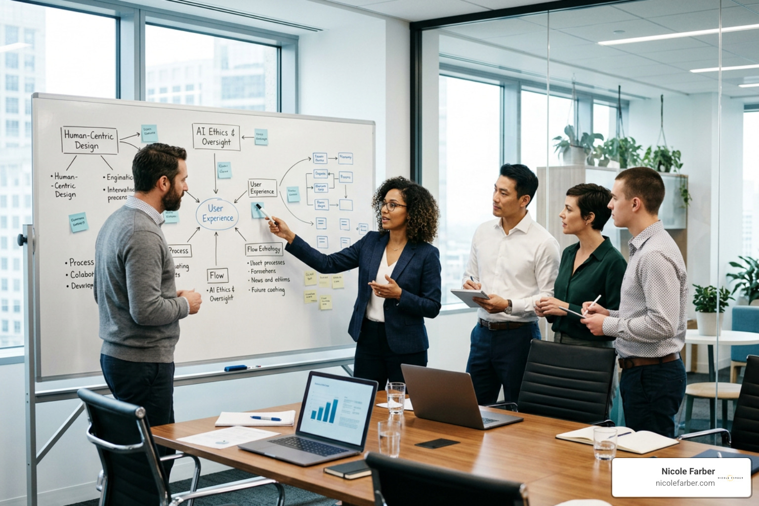 Executive team engaging in a strategic workshop on human-centric AI leadership Executive team engaging in a strategic workshop on human-centric AI leadership