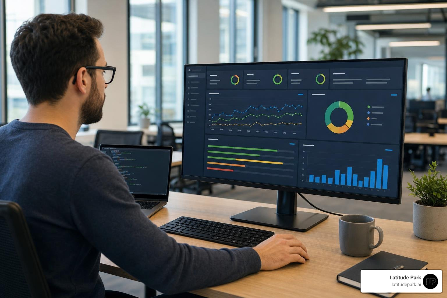 Developer analyzing Core Web Vitals and performance benchmarks on a monitor