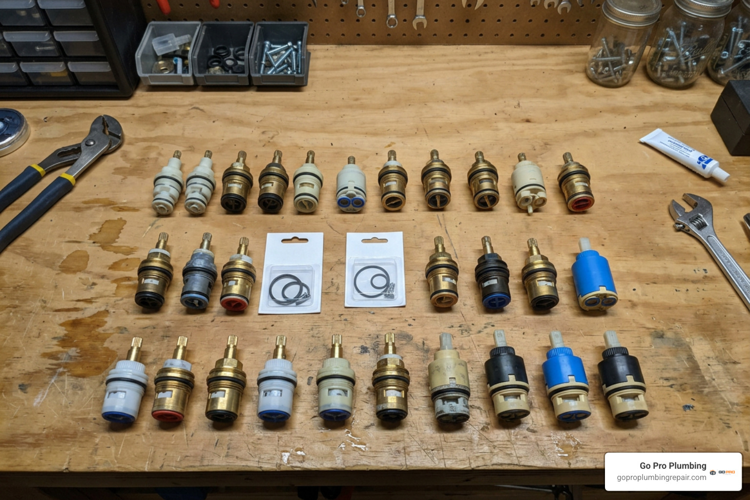 Assorted replacement shower cartridges for Delta and American Standard valves Assorted replacement shower cartridges for Delta and American Standard valves