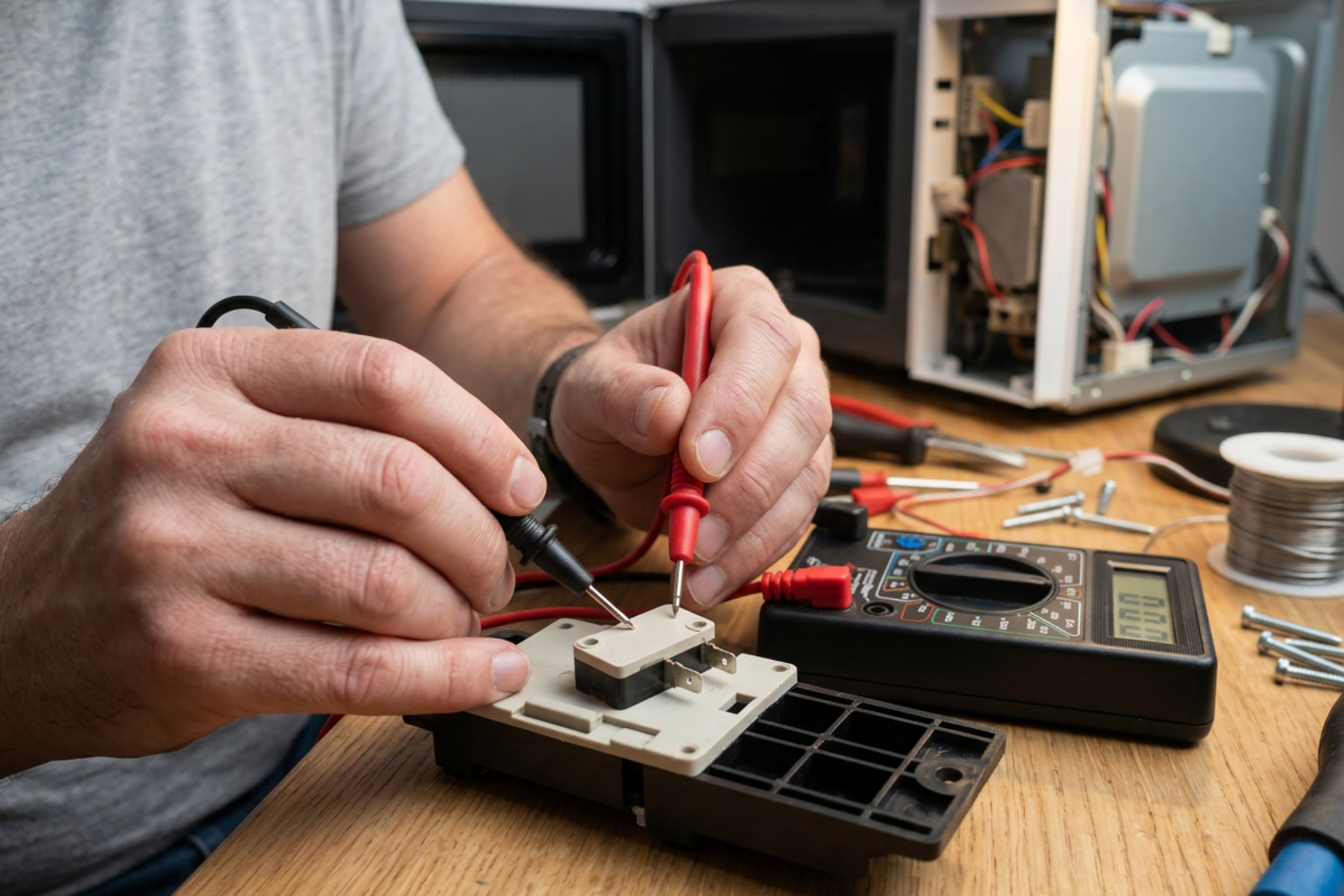 multimeter testing microswitch terminals