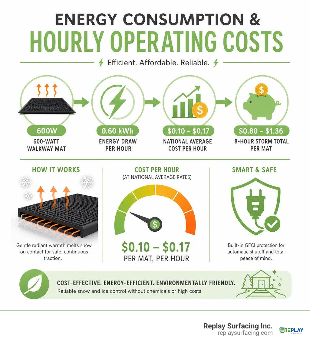 Infographic detailing energy consumption and hourly operating costs infographic