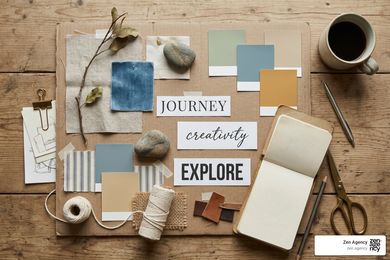 Brand moodboard visual explorations with color swatches and typography pairings Brand moodboard visual explorations with color swatches and typography pairings