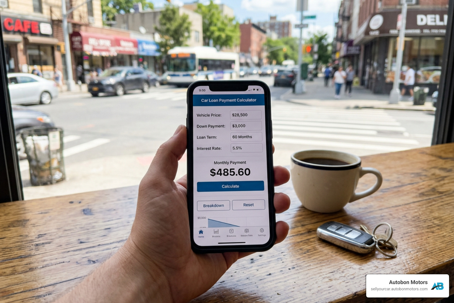 auto loan monthly payment calculator on smartphone