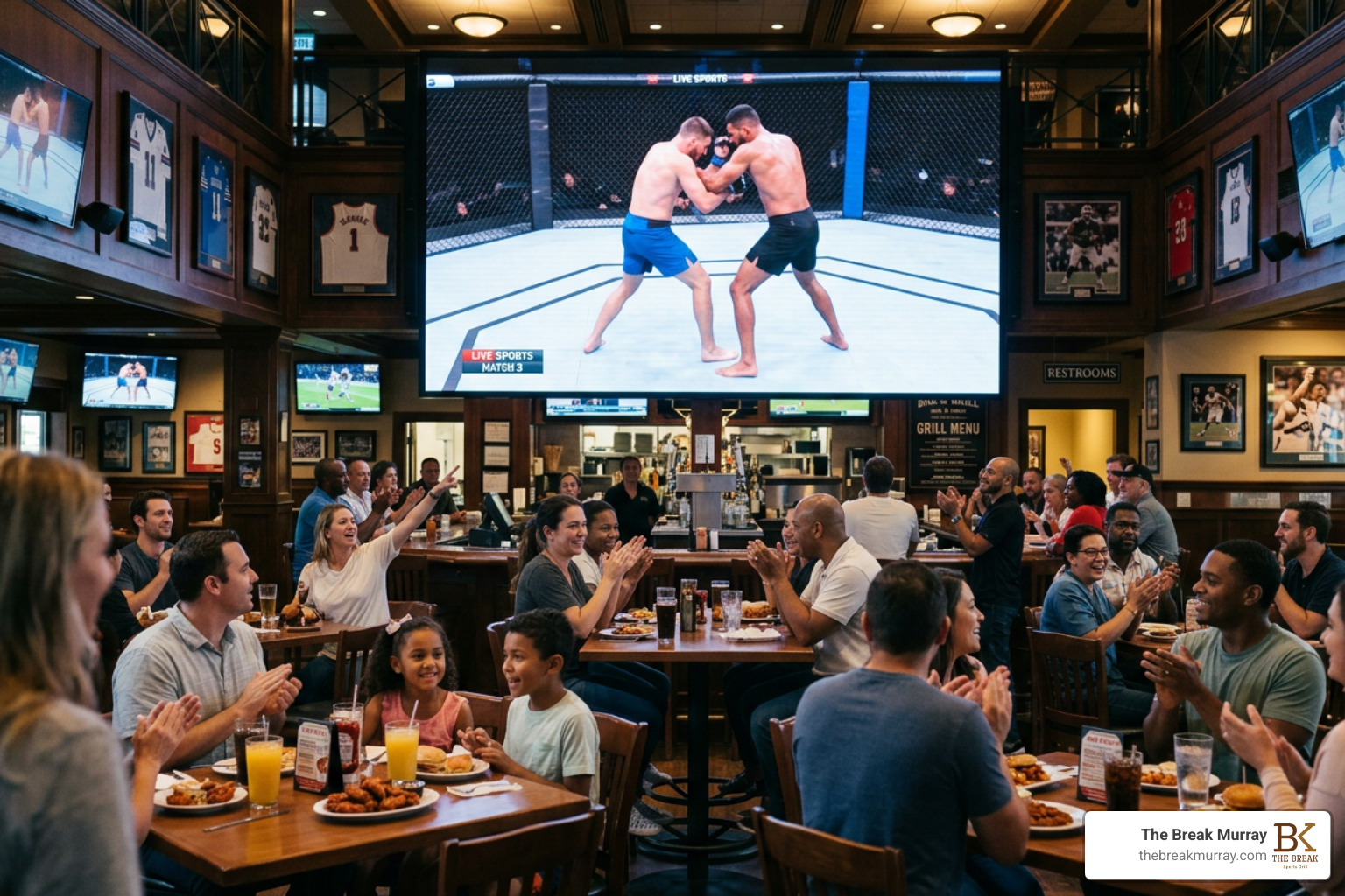 fight fans reacting to a high-definition knockout screen fight fans reacting to a high-definition knockout screen