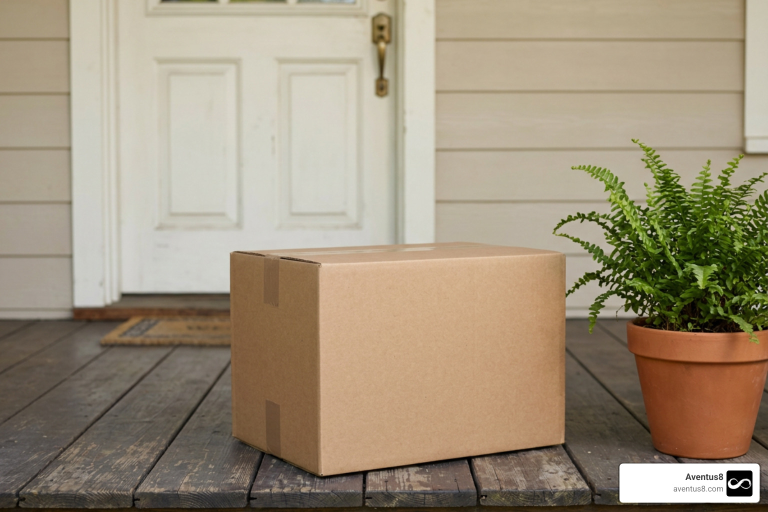 Discreet shipping box arrived on home porch