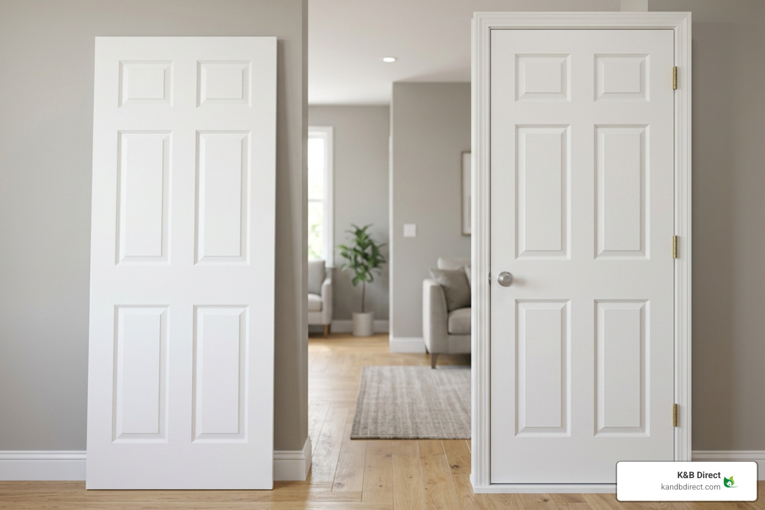Door slab compared to a pre-hung door unit