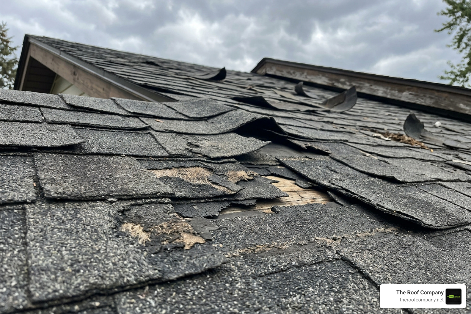 Storm damaged shingles on a local Michigan residence showing granule loss