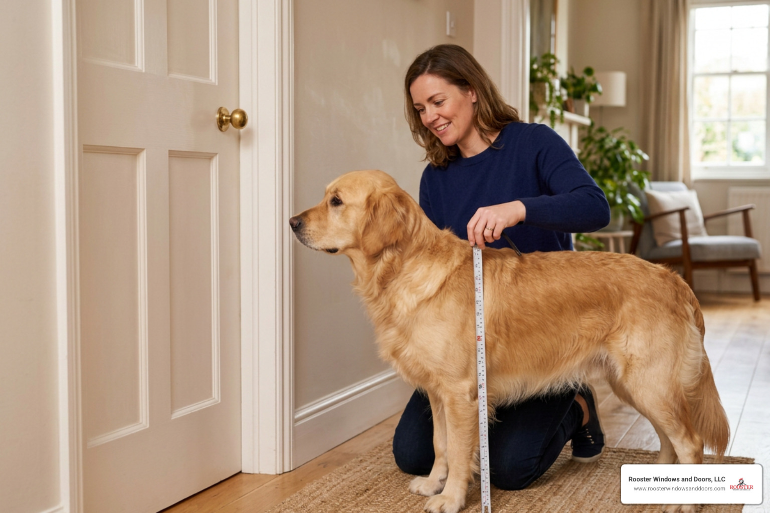 Measuring dog shoulder height for pet door flap