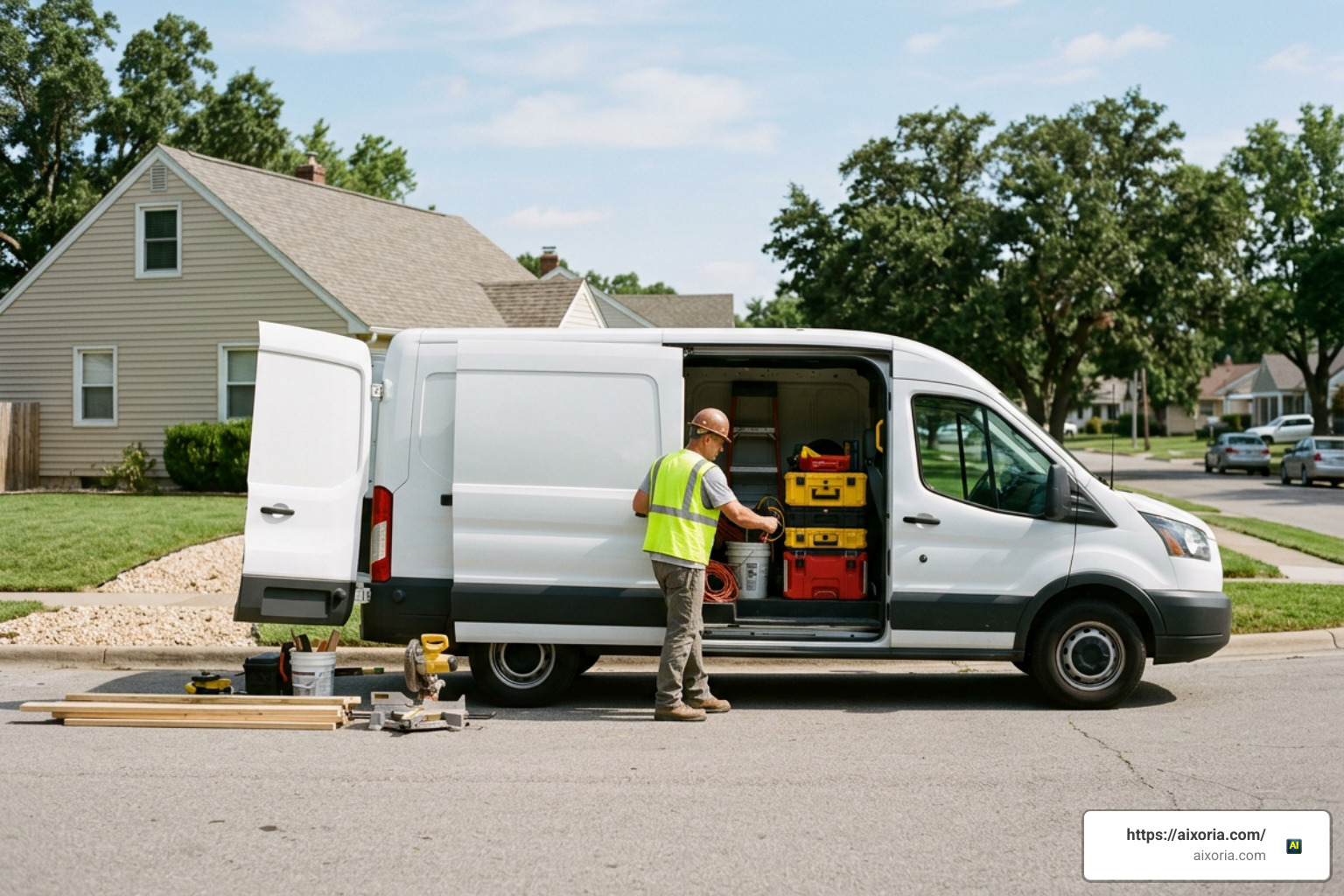 contractor van on jobsite
