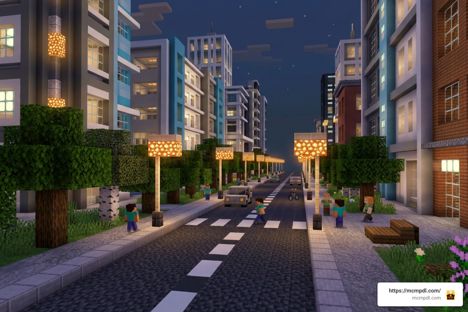 Asphalt blocks and street lights in Minecraft Bedrock Asphalt blocks and street lights in Minecraft Bedrock