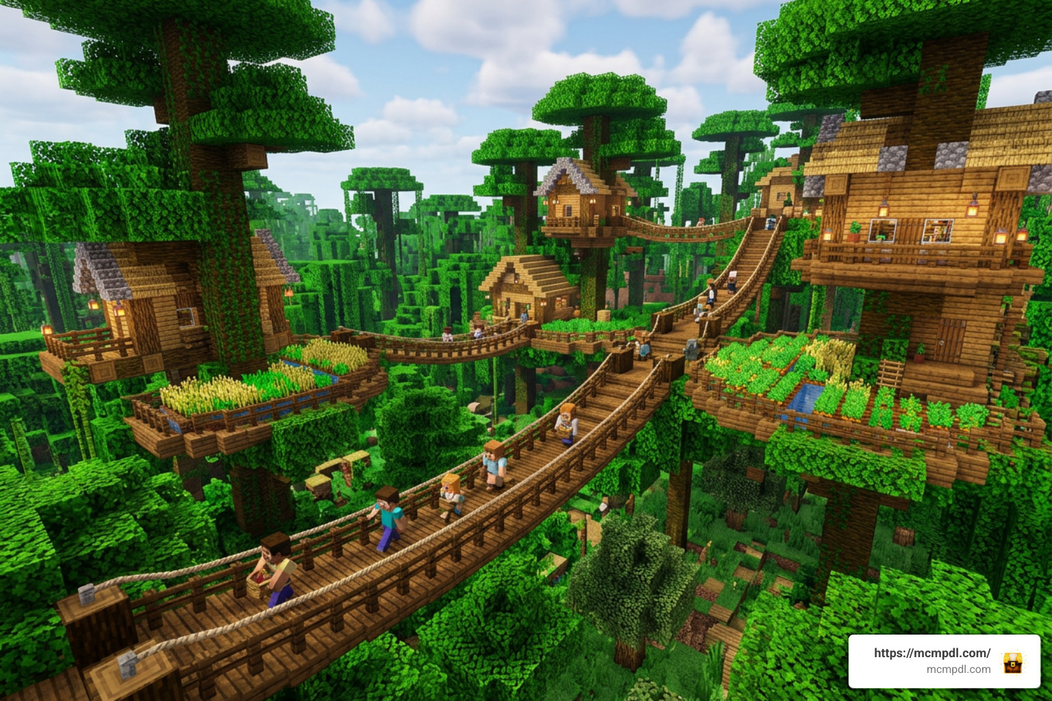Minecraft canopy walkways and farming zones Minecraft canopy walkways and farming zones