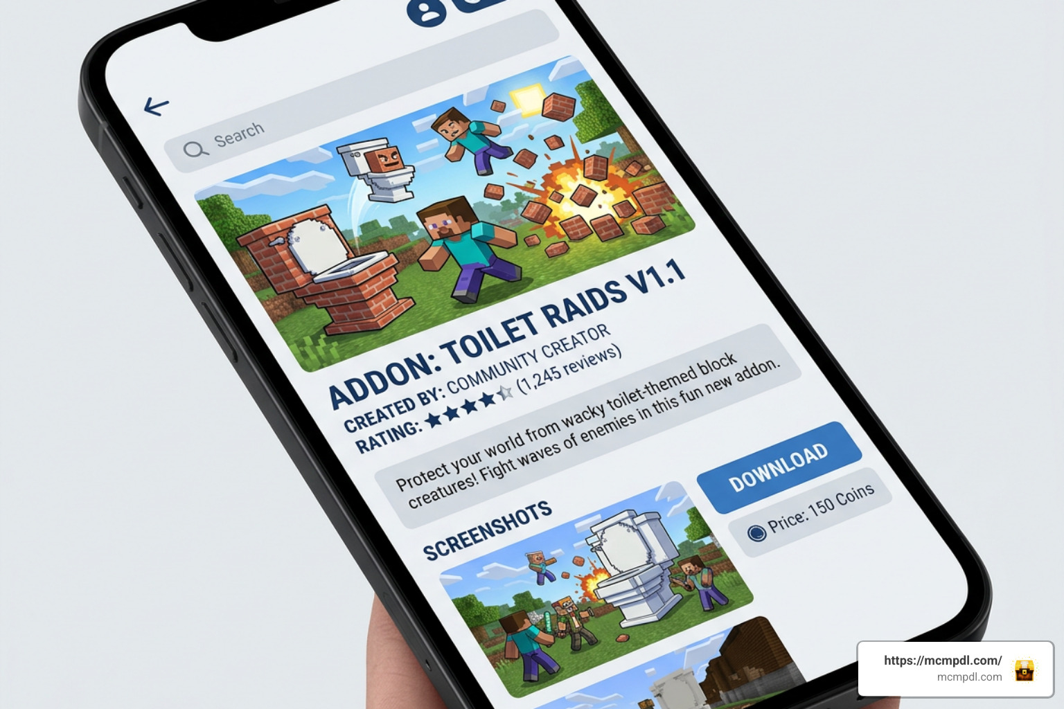 Minecraft Marketplace download screen for Skibidi Toilet Raids v1.1 Minecraft Marketplace download screen for Skibidi Toilet Raids v1.1