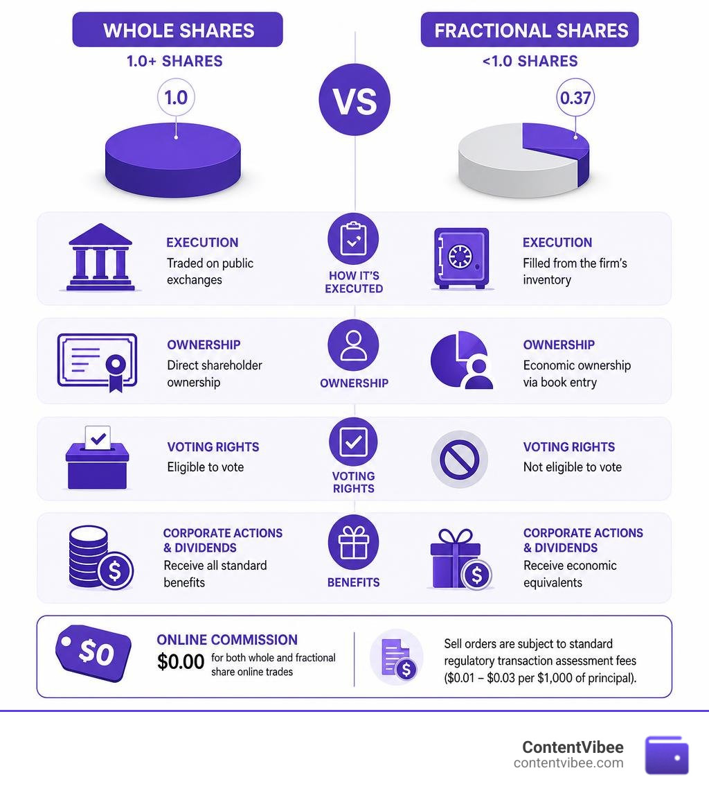 Comparison of Whole Shares versus Fractional Shares infographic