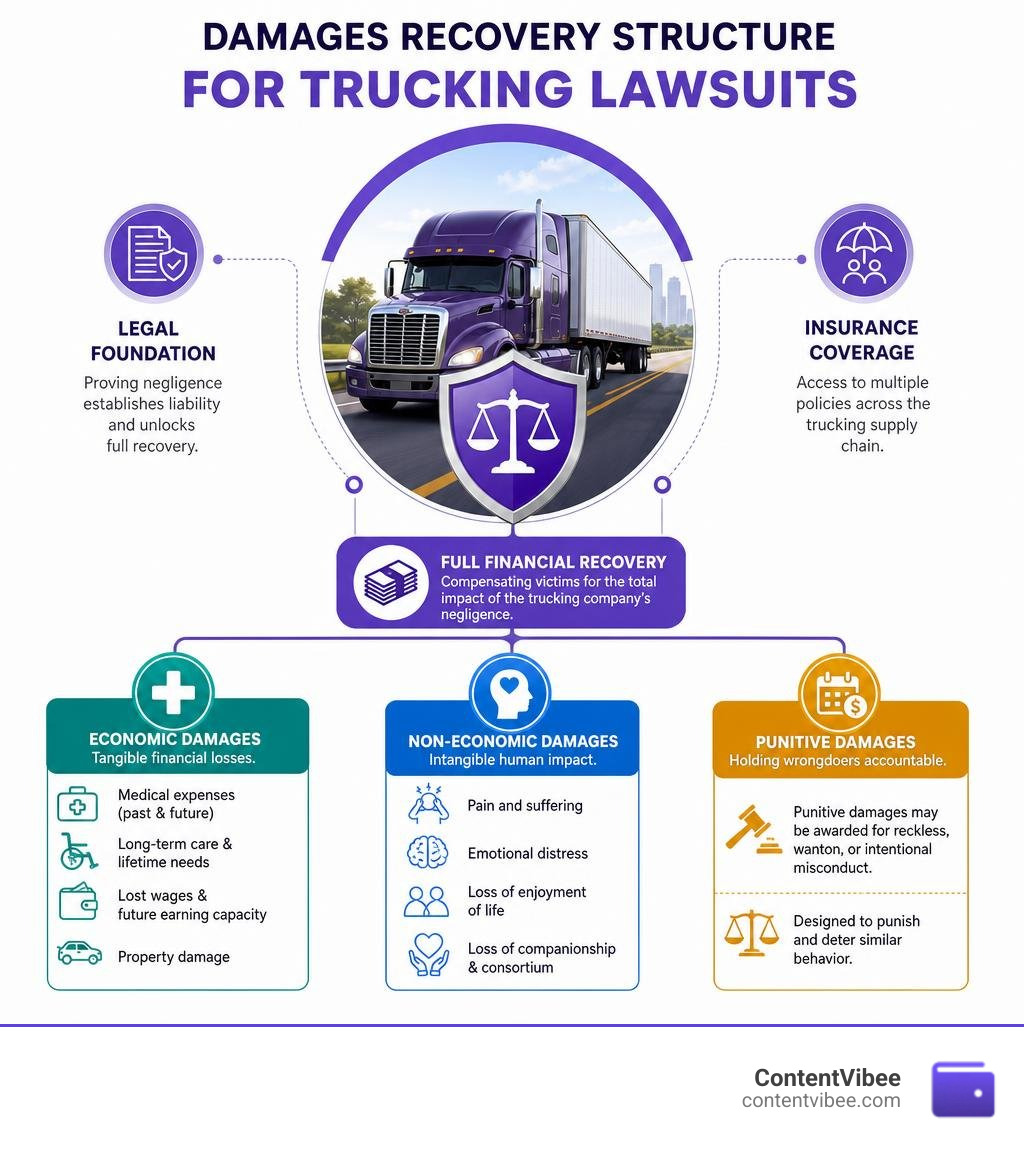 Damages recovery structure infographic for trucking lawsuits infographic