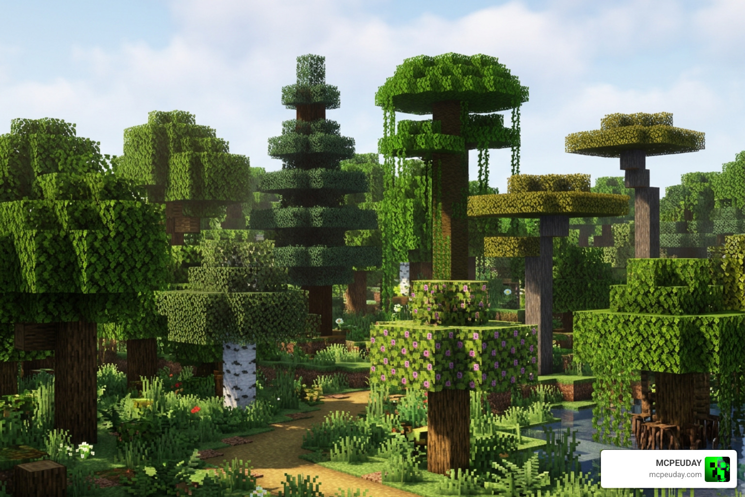 unique tree foliage animations across various Minecraft biomes unique tree foliage animations across various Minecraft biomes