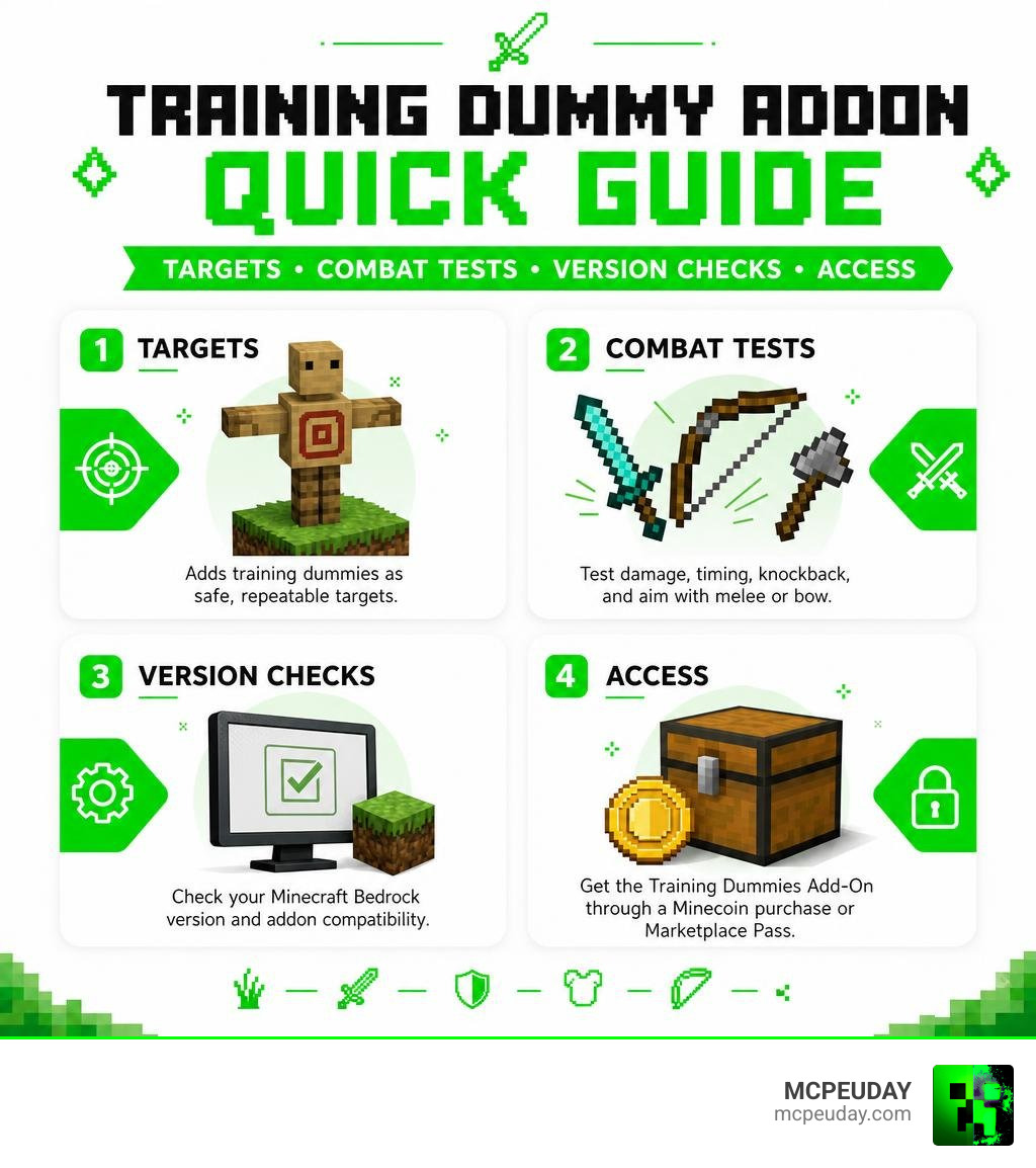 Training dummy addon quick guide: targets, combat tests, version checks, and access infographic Training dummy addon quick guide: targets, combat tests, version checks, and access infographic