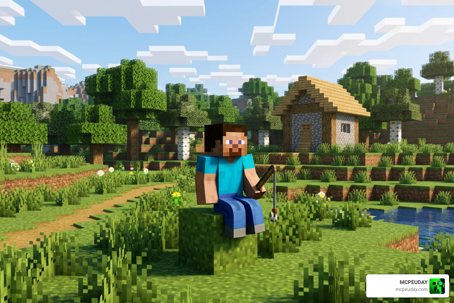 Minecraft player sitting