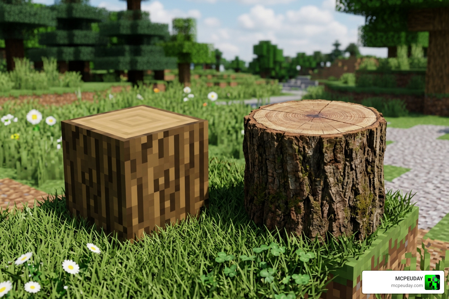 Round Logs Addon for Minecraft PE Bedrock Round Logs Addon for Minecraft PE Bedrock