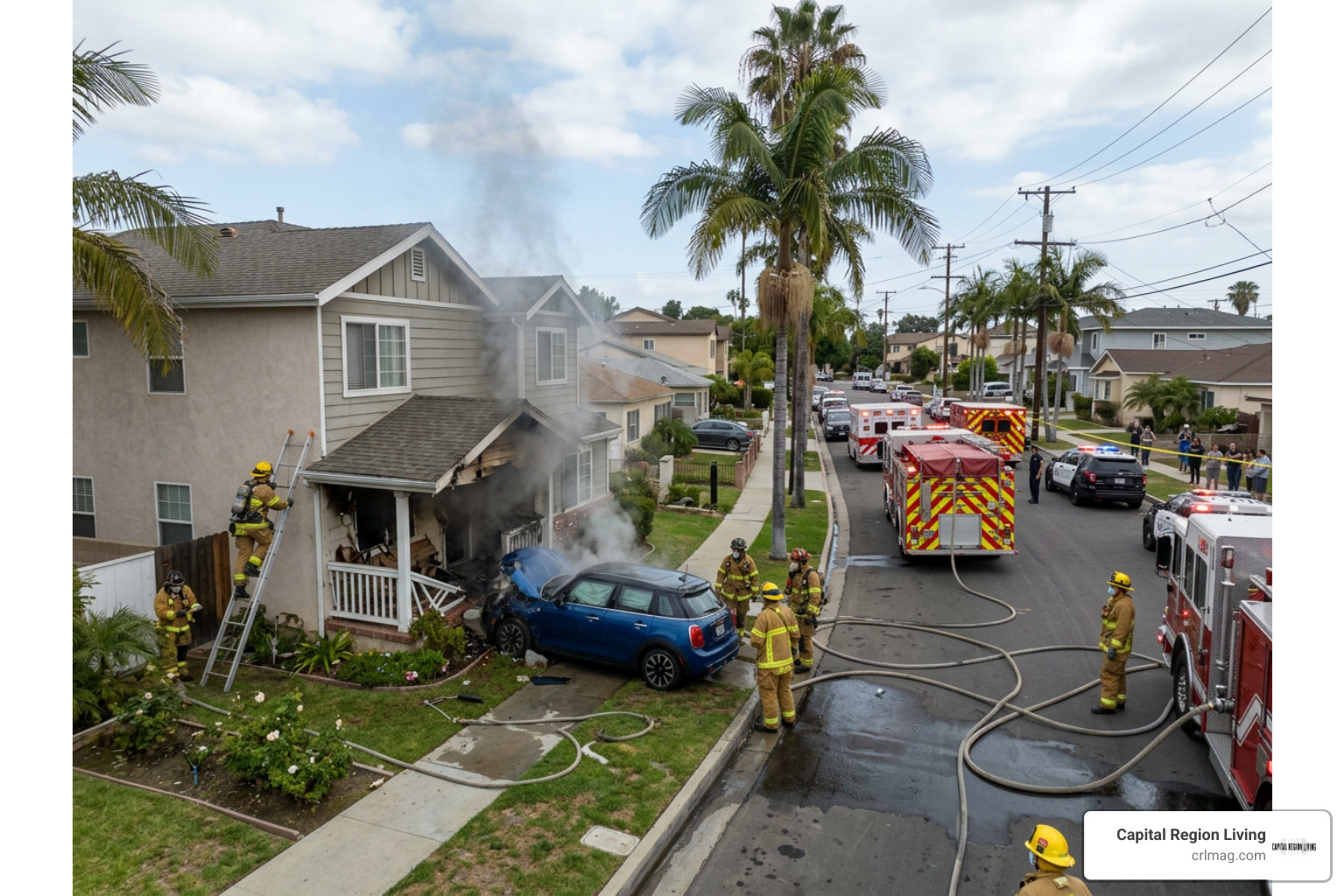 Mar Vista neighborhood scene after the crash